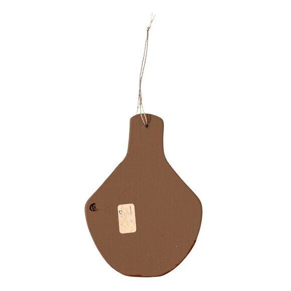 Native American Decorative Wood Ornament With Turquoise Accent - Picture 2 of 5